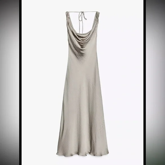 ZARA ZW COLLECTION SATIN LONG DRESS - Picture 11 of 14